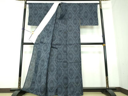 平和屋着物＊極上　夏物　重要無形文化財　本場宮古上布　花菱文　苧麻　逸品　DABD1836ps6