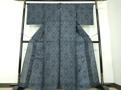 平和屋着物＊極上　夏物　重要無形文化財　本場宮古上布　花菱文　苧麻　逸品　DABD1836ps6