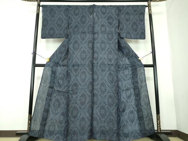 平和屋着物＊極上　夏物　重要無形文化財　本場宮古上布　花菱文　苧麻　逸品　DABD1836ps6