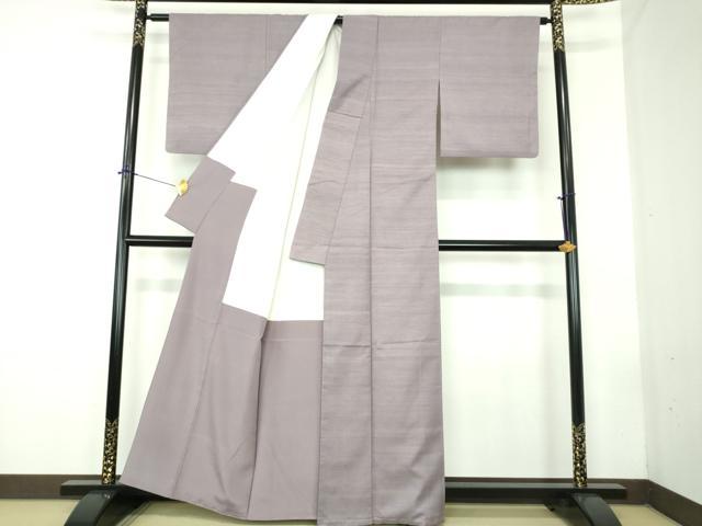 平和屋着物●国指定重要無形文化財　本場久米島紬　手織　希少色　色無地　薄色　反端付き　正絹　逸品　DABD1837ps