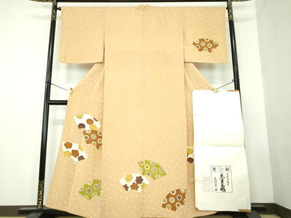 平和屋着物●銀座　志ま亀　訪問着　地紙吉祥花文　たとう紙付き　正絹　逸品　DABD1839ps