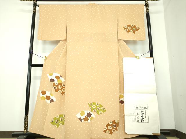 平和屋着物●銀座　志ま亀　訪問着　地紙吉祥花文　たとう紙付き　正絹　逸品　DABD1839ps