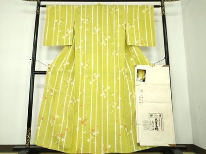 平和屋着物▽銀座 志ま亀 訪問着 単衣 松竹梅 たとう紙付き 正絹 逸品 DABD1840ps