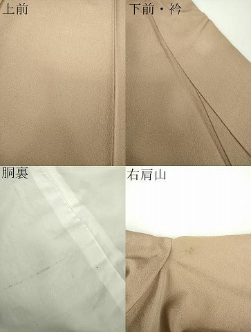 平和屋着物●銀座きしや　誉志　色無地　白茶色　鬼しぼ縮緬　正絹　逸品　DABD1845ps