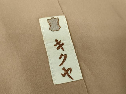 平和屋着物●銀座きしや　誉志　色無地　白茶色　鬼しぼ縮緬　正絹　逸品　DABD1845ps