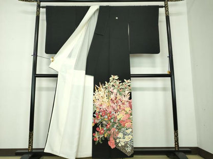 平和屋着物●本加賀友禅作家　矢田博　黒留袖　花籠文　正絹　逸品　DABD1848ps