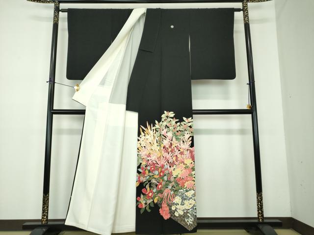 平和屋着物●本加賀友禅作家　矢田博　黒留袖　花籠文　正絹　逸品　DABD1848ps