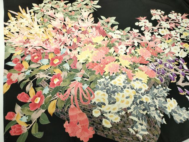 平和屋着物●本加賀友禅作家　矢田博　黒留袖　花籠文　正絹　逸品　DABD1848ps
