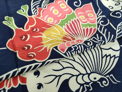 平和屋着物●和染紅型　栗山紅型　栗山吉三郎　振袖　舞蝶花文　金彩　正絹　逸品　DABD1852ps