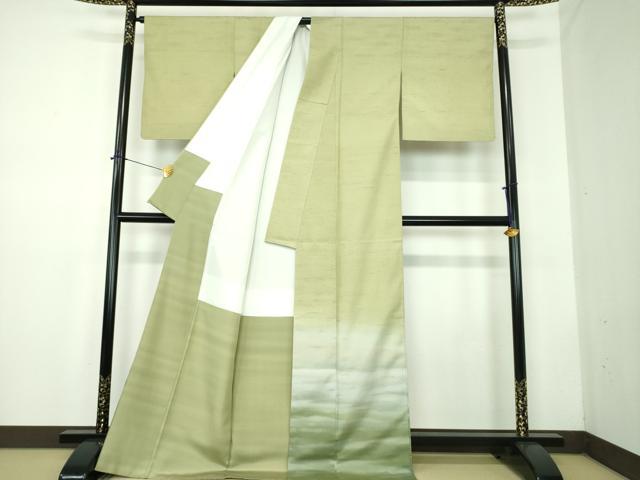 平和屋着物●石川県指定無形文化財　牛首紬　白山工房　手織り　訪問着　霞文　正絹　逸品　DABD1854ps