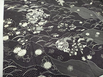 平和屋着物●最高級　中国三大刺繍　スワトウ刺繍　汕頭刺繍　総刺繍　訪問着　雪輪宝尽くし花文　正絹　逸品　DABD1855ps