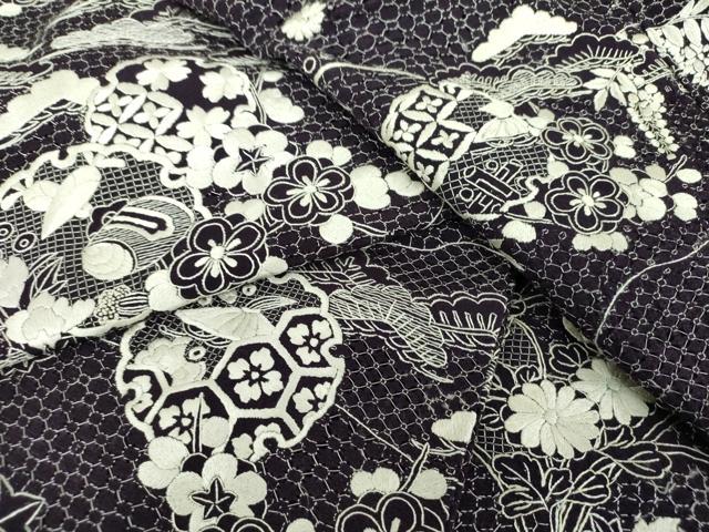 平和屋着物●最高級　中国三大刺繍　スワトウ刺繍　汕頭刺繍　総刺繍　訪問着　雪輪宝尽くし花文　正絹　逸品　DABD1855ps