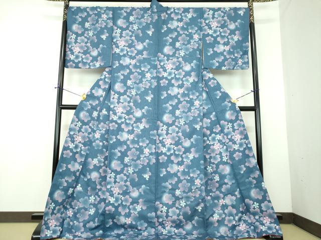 平和屋着物●小紋　舞桜　蛍暈し　洗える着物　ロング丈　DABD1856ps