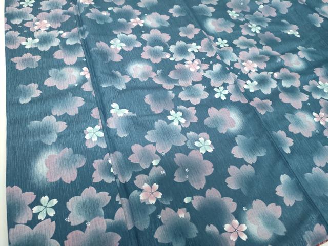 平和屋着物●小紋　舞桜　蛍暈し　洗える着物　ロング丈　DABD1856ps