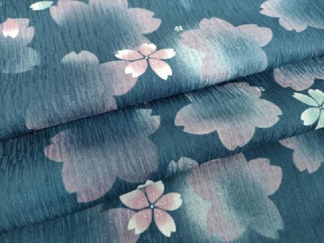 平和屋着物●小紋　舞桜　蛍暈し　洗える着物　ロング丈　DABD1856ps