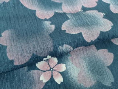 平和屋着物●小紋　舞桜　蛍暈し　洗える着物　ロング丈　DABD1856ps
