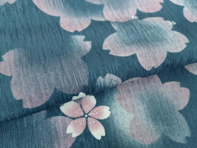 平和屋着物●小紋　舞桜　蛍暈し　洗える着物　ロング丈　DABD1856ps