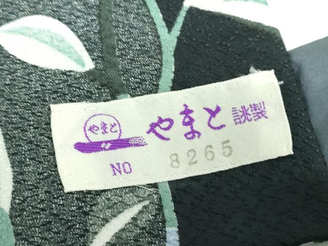 平和屋着物●小紋　花唐草文　黒地　やまと誂製　洗える着物　DABD1861ps