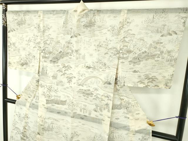 平和屋着物＊夏物 青山みとも 紗紬 渡橋風景花文 正絹 逸品 未使用 DABD1866ps