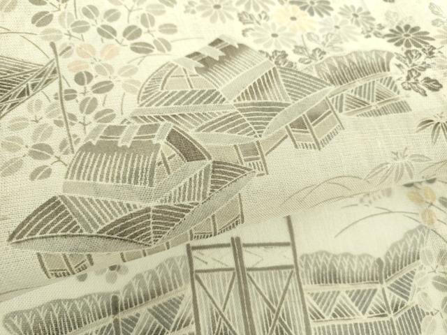 平和屋着物＊夏物 青山みとも 紗紬 渡橋風景花文 正絹 逸品 未使用 DABD1866ps