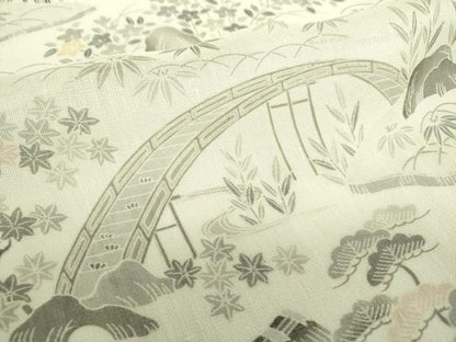 平和屋着物＊夏物 青山みとも 紗紬 渡橋風景花文 正絹 逸品 未使用 DABD1866ps