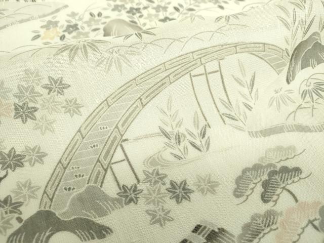 平和屋着物＊夏物 青山みとも 紗紬 渡橋風景花文 正絹 逸品 未使用 DABD1866ps