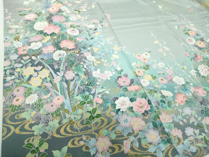 平和屋着物●訪問着　流水花鳥文　暈し染め　金彩　正絹　逸品　未使用　DABD1867ps
