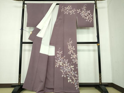 平和屋着物●名匠・初代由水十久師事　本加賀友禅作家　竹内銀風　訪問着　草花文　正絹　逸品　DABD1868ps