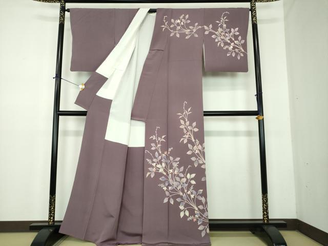 平和屋着物●名匠・初代由水十久師事　本加賀友禅作家　竹内銀風　訪問着　草花文　正絹　逸品　DABD1868ps