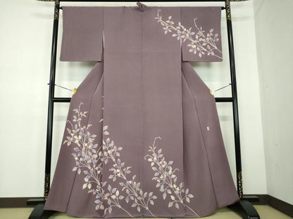 平和屋着物●名匠・初代由水十久師事　本加賀友禅作家　竹内銀風　訪問着　草花文　正絹　逸品　DABD1868ps