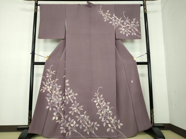 平和屋着物●名匠・初代由水十久師事　本加賀友禅作家　竹内銀風　訪問着　草花文　正絹　逸品　DABD1868ps