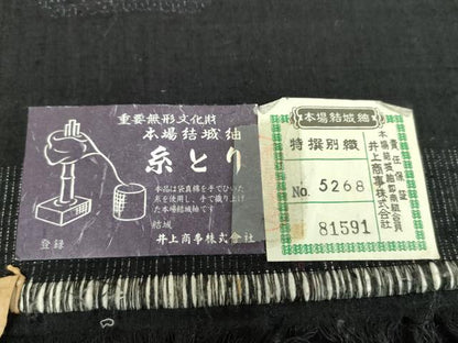 平和屋着物●本場結城紬　重要無形文化財　80亀甲　糸とり　亀甲花文　井上商事謹製　証紙付き　正絹　逸品　DABD1870ps