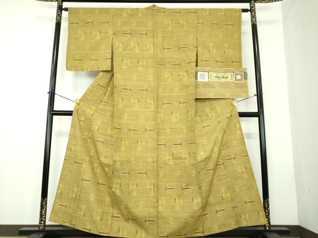 平和屋着物●国指定重要無形文化財　本場久米島紬　単衣　手織　草木染　泥染　証紙付き　正絹　逸品　DABD1871ps