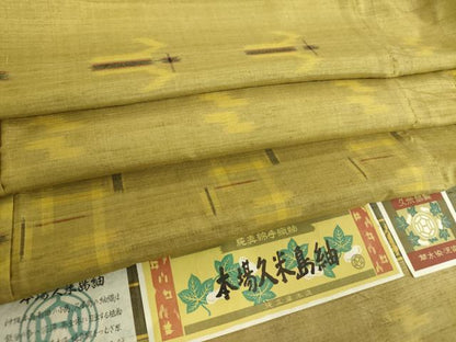 平和屋着物●国指定重要無形文化財　本場久米島紬　単衣　手織　草木染　泥染　証紙付き　正絹　逸品　DABD1871ps