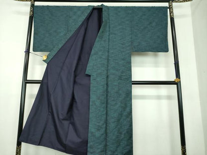 平和屋着物●男性　紬　アンサンブル　120亀甲　総詰め　正絹　逸品　DABD1875ps