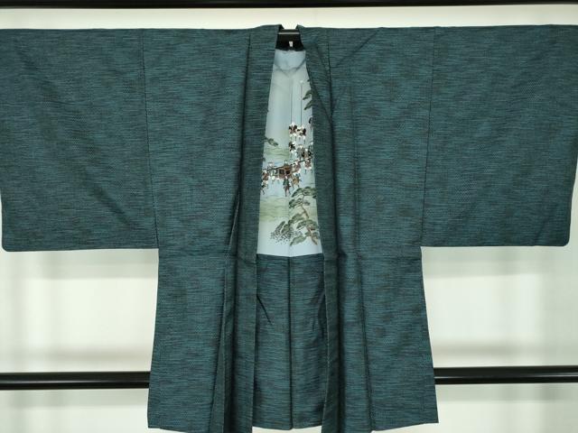 平和屋着物●男性　紬　アンサンブル　120亀甲　総詰め　正絹　逸品　DABD1875ps