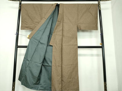 平和屋着物●男性　紬　アンサンブル　長羽織　100亀甲　総詰め　正絹　逸品　未使用　DABD1876ps