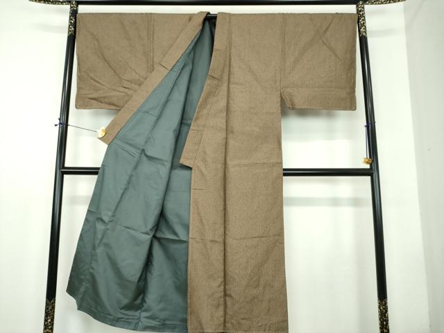 平和屋着物●男性　紬　アンサンブル　長羽織　100亀甲　総詰め　正絹　逸品　未使用　DABD1876ps