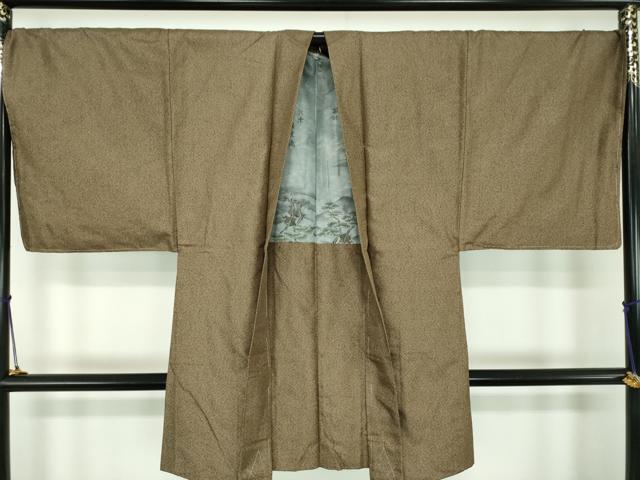 平和屋着物●男性　紬　アンサンブル　長羽織　100亀甲　総詰め　正絹　逸品　未使用　DABD1876ps