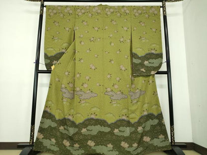 平和屋着物●撫松庵　小振袖　二尺袖　雲取り舞桜　洗える着物　逸品　未使用　DABD1877ps