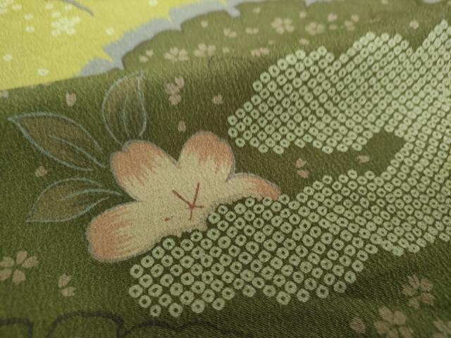 平和屋着物●撫松庵　小振袖　二尺袖　雲取り舞桜　洗える着物　逸品　未使用　DABD1877ps 平和屋着物○撫松庵 小振袖 二尺袖 雲取り舞桜 洗える着物 逸品 未使用