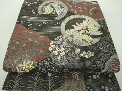 平和屋着物●極上 両面 全景全通柄袋帯 金華山織 モール 二十四節気 吉祥花暦 金銀糸 さが美扱 反端・冊子・共箱付 逸品 未使用 DABD1878ps