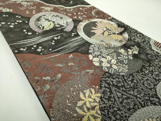 平和屋着物●極上 両面 全景全通柄袋帯 金華山織 モール 二十四節気 吉祥花暦 金銀糸 さが美扱 反端・冊子・共箱付 逸品 未使用 DABD1878ps