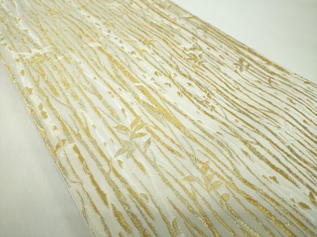 平和屋着物●全通柄袋帯　唐織　白樺　金糸　正絹　逸品　未使用　DABD1886ps