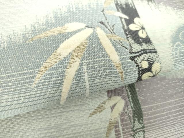 平和屋着物●両面　六通柄袋帯　モール　雪兎　松竹梅　正絹　逸品　DABD1890ps