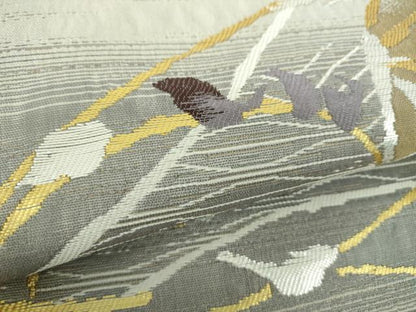平和屋着物●両面　六通柄袋帯　花丸文　刺し子　総刺繍　金銀糸　正絹　逸品　DABD1891ps
