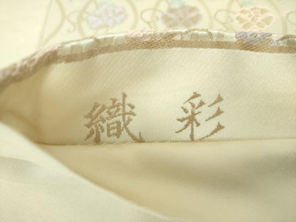 平和屋着物●六通柄袋帯　唐織　織彩　立涌牡丹唐草　金糸　正絹　逸品　DABD1892ps