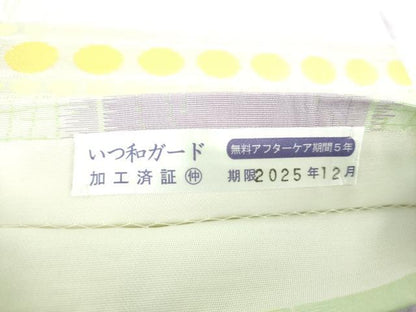 平和屋着物●西陣　熊井謹製　両面　六通柄袋帯　横段丸文　銀糸　正絹　逸品　DABD1893ps
