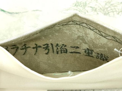 平和屋着物●全景全通柄袋帯　鳥獣戯画　プラチナ引箔二重織　正絹　逸品　DABD1902ps