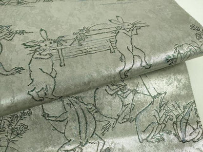 平和屋着物●全景全通柄袋帯　鳥獣戯画　プラチナ引箔二重織　正絹　逸品　DABD1902ps